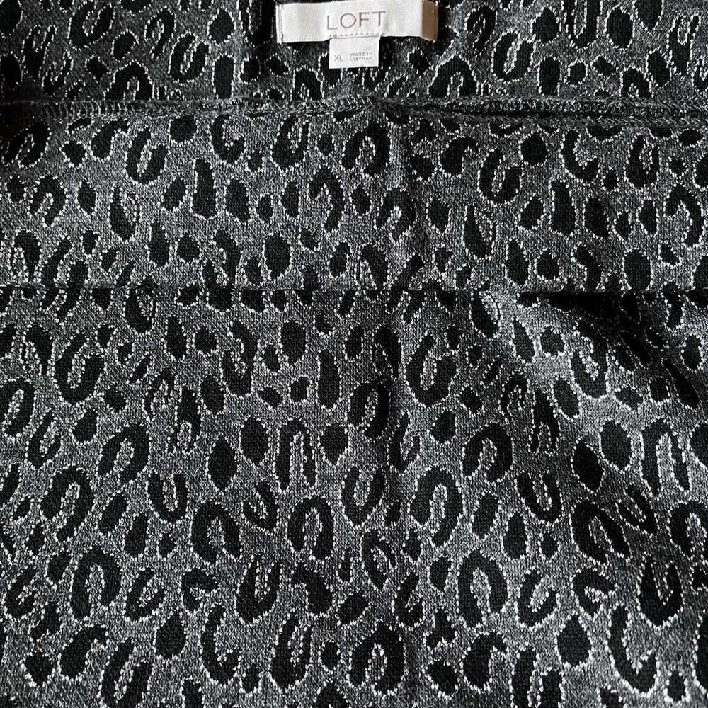 LOFT Charcoal and Black Animal Print Skirt